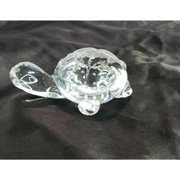 Art Glass Turtle Controlled Bubbles Sculpture Paperweight Vintage - Picture 9 of 9